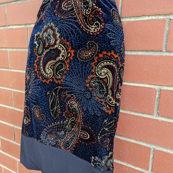 Paisley Burnout Velvet High Waisted Midi Skirt - Picture 4 of 7